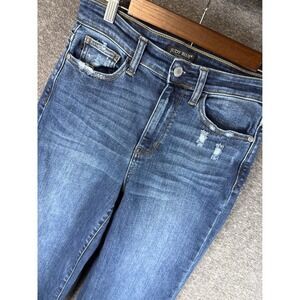 Judy Blue LA Women Size 5 27 Cropped Wide Leg Jeans Distressed Medium Wash Flare